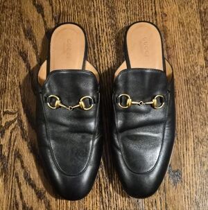 Gucci Black Leather Princetown Mules